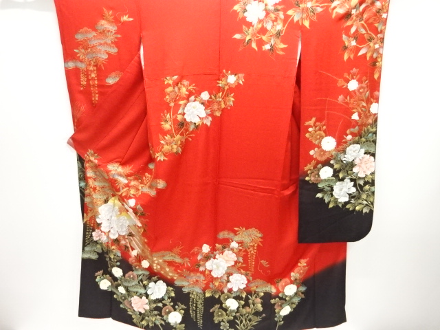 JAPANESE KIMONO / FURISODE / FLORAL PLANTS